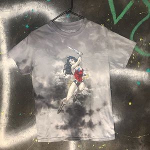 Wonder Woman Grey Tie-Dyed Graphic T-Shirt